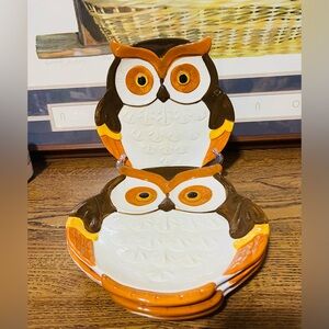 Set of 4 Better homes Owl shape plate